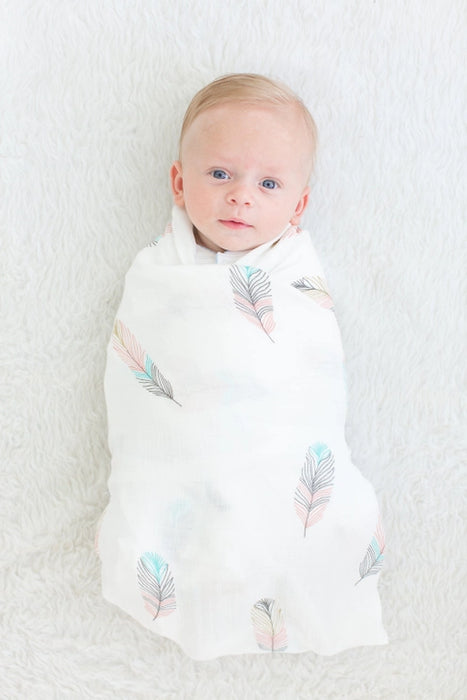 Feather Bamboo & Organic Cotton Muslin Swaddle Blanket
