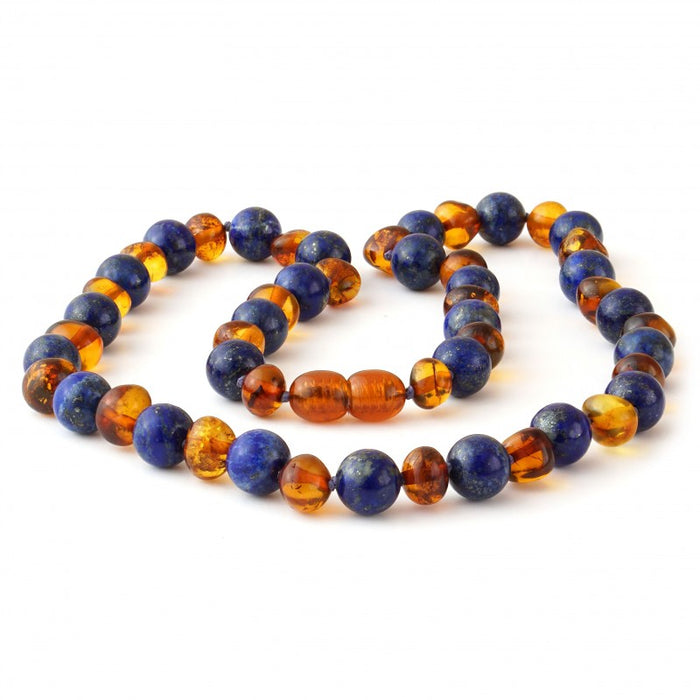 Polished Baltic Amber & Gemstone Adult Necklace | Nature Baby Outfitter