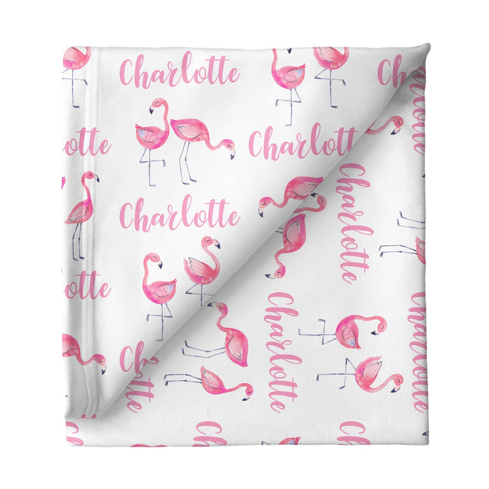 Personalized Small Stretchy Blanket - Flamingo | Sugar + Maple