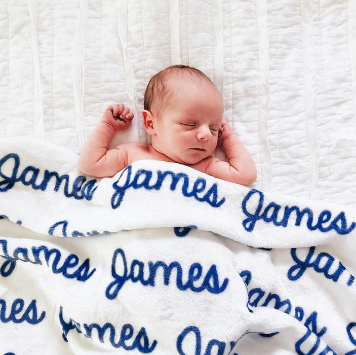 Personalized Plush Minky Blanket - Repeating Name | Sugar + Maple