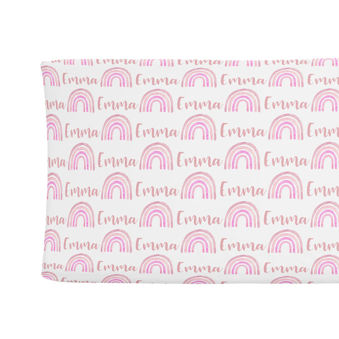 Personalized Changing Pad Cover - Rainbow Pink | Sugar + Maple