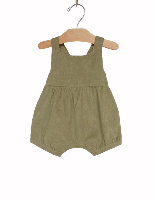 Olive Gathered Corduroy Shortie Romper