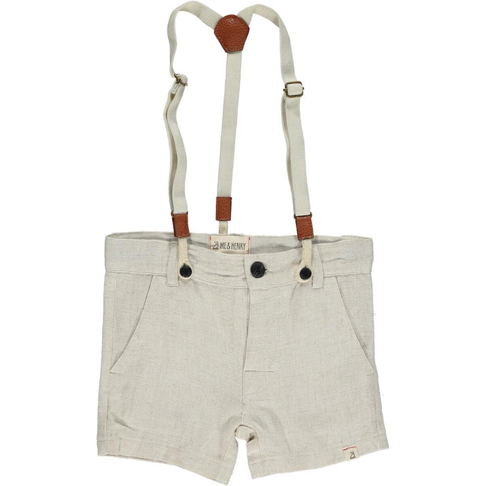 Cream Captain Baby Shorts with Suspenders