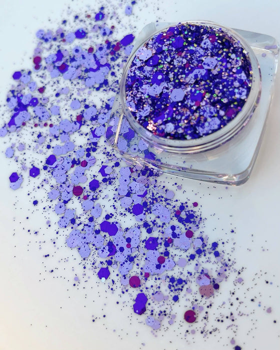 Purple And Lavender Face and Body Glitter Gel