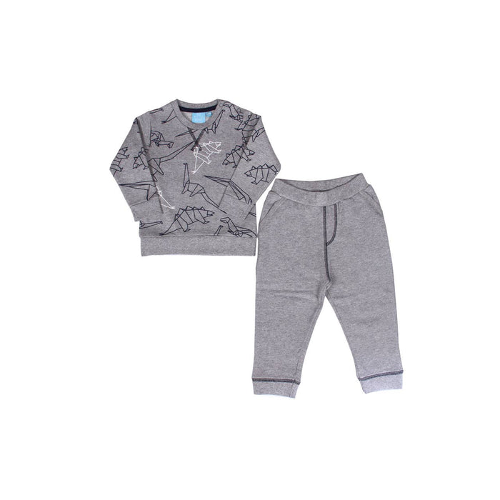 Heathered Grey Dax 2 Piece Dinosaur Set