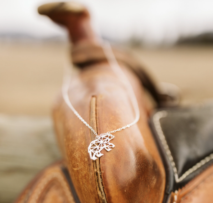 Geo Bear Necklace | Sterling Silver or Gold Filled