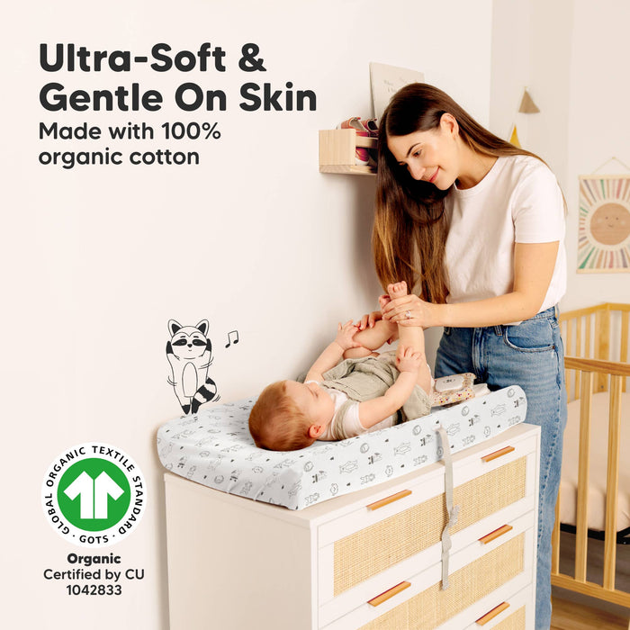 2-Pack Soothe Changing Pad Covers for Girl, Boy, 100% Cotton