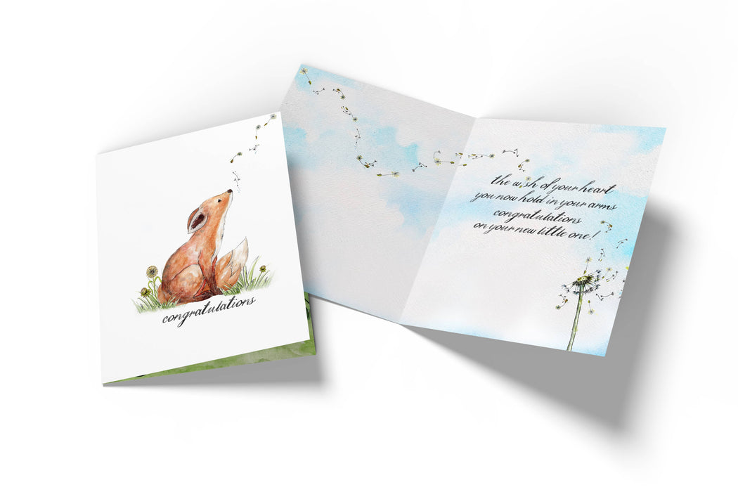 Baby Fox Wish | Baby Shower | Congratulations | New Baby Car