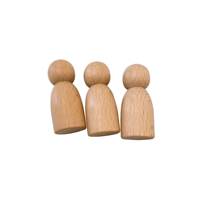 7 Pcs Natural Wooden Cars Set with 3 Peg Dolls