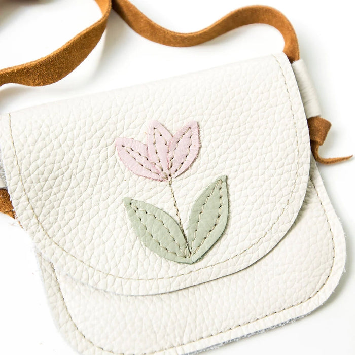 Tulip on Milk Leather Purse
