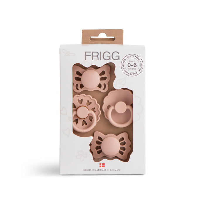 FRIGG Baby's First Pacifier Floral Heart (Blush) 4-Pack - Nature Baby Outfitter