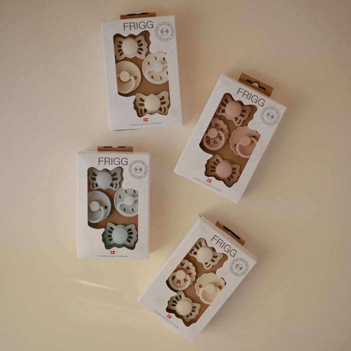 FRIGG Baby's First Pacifier Floral Heart (Blush) 4-Pack - Nature Baby Outfitter