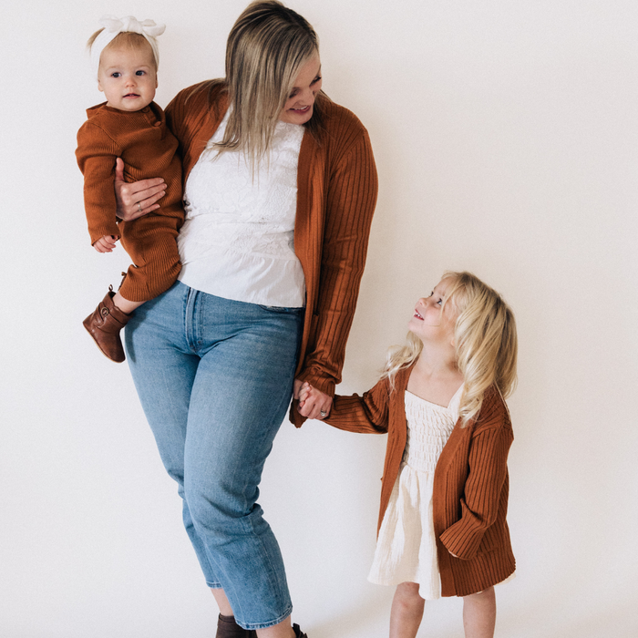 Camel Knit Cardigan Sweater - Child