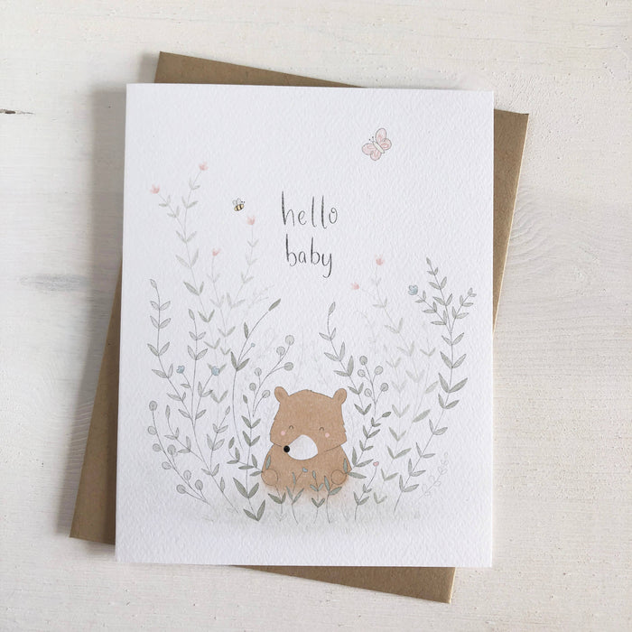 Hello Baby Bear - Woodland Baby Greeting Card