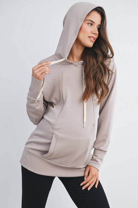 Long Sleeve Maternity Nursing Front Zipper Hoodie