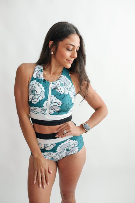 Crop Zip Up Breastfeeding Swimsuit Top - Nature Baby Outfitter