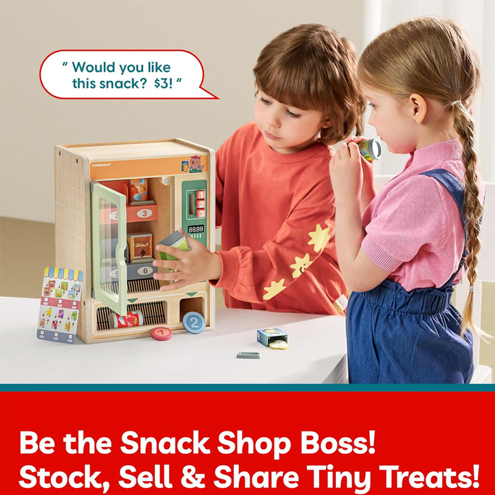 Wooden Vending Machine Set with Snacks