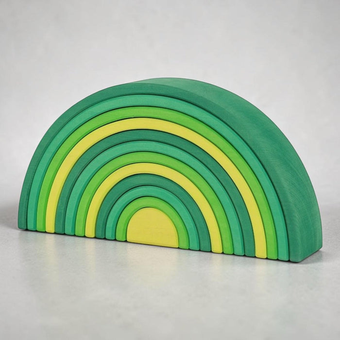 12-Piece Stained Large Basswood Rainbow Stacking Blocks – Meadow Green
