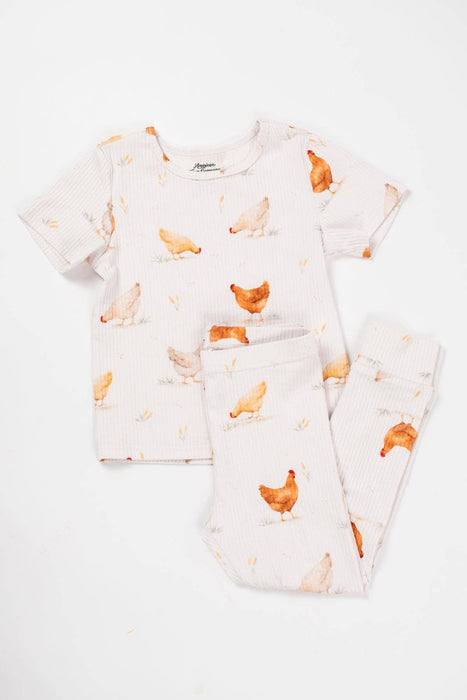 Classic Chickens Toddler/Youth Ribbed Cotton Pajama Set