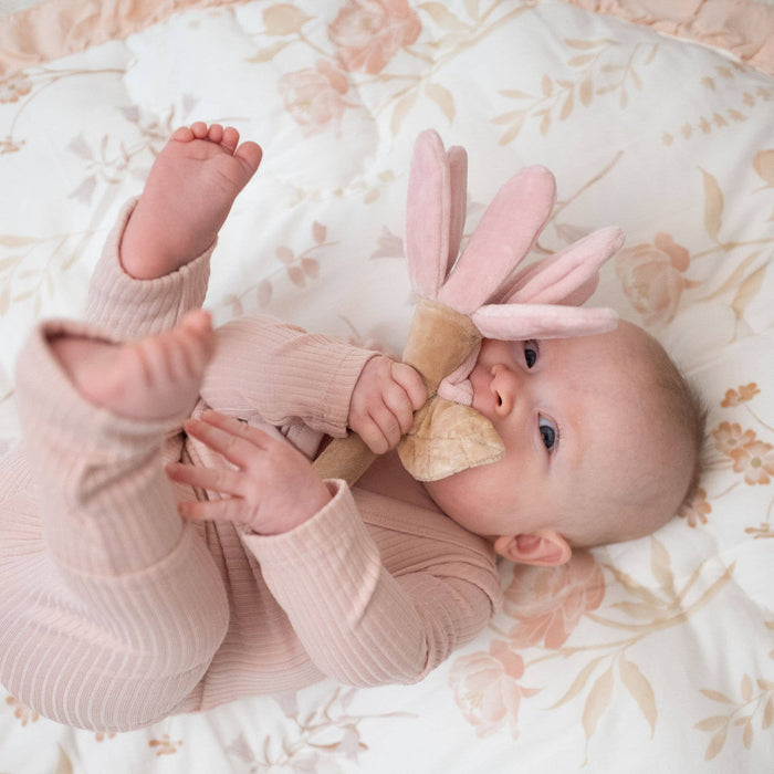 Violet Floral Plush Baby Rattle Toy