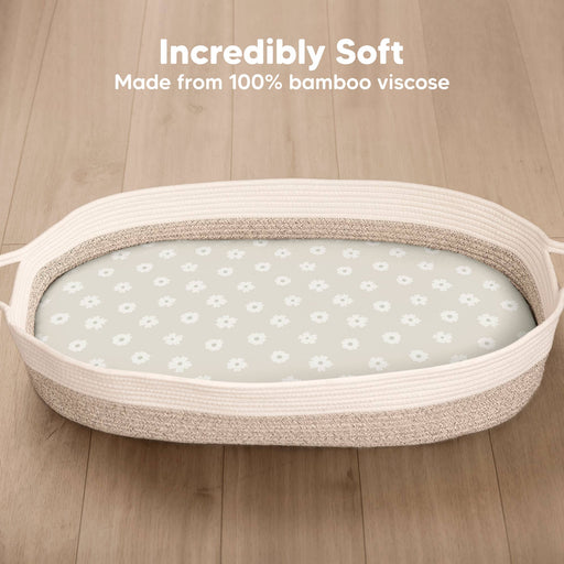 Meadow Isla Bassinet Mattress Sheets Fitted for Baby Girls, Boys - Nature Baby Outfitter