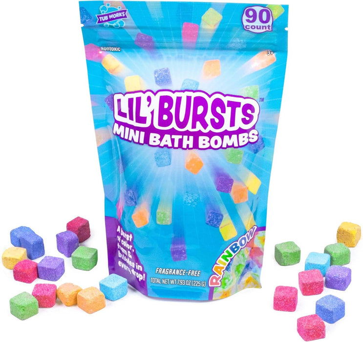 Lil' Bursts Mini Bath Bombs for Kids, 90 Count, Rainbow