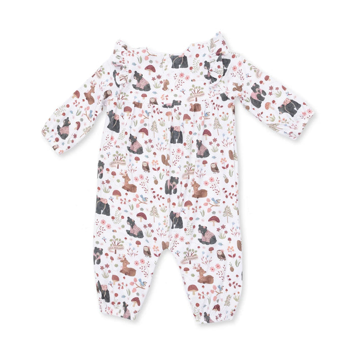 Southern Woodland Friends Pink Ruffle Sleeve Snap Romper