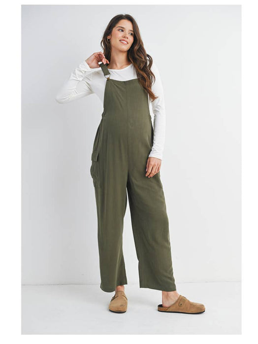 Olive Straight Leg Maternity Adjustable Overalls