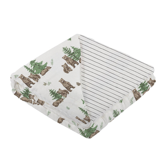 Wilderness Bear & Pencil Stripe Bamboo Newcastle Blanket