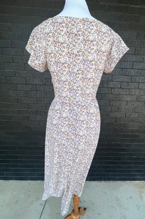 Belted Midi with Pockets- Beige Floral