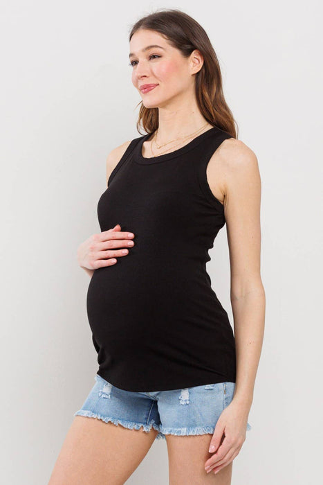 Scoop Neck Ribbed Maternity Tank Top