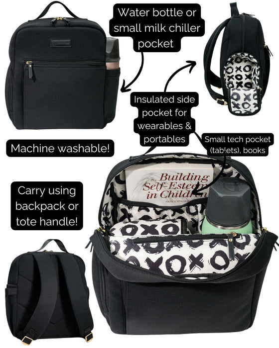 Sarah Wells Fifi Mini Breast Pump Bag – 13" Neoprene Backpack for Wearable Pumps – Insulated, Lightweight, Washable