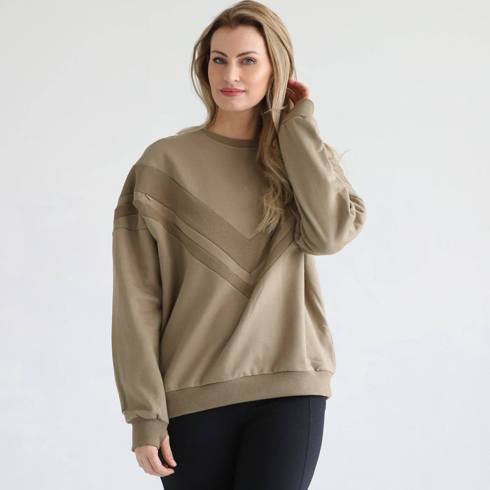 Dark Olive Isabella Oversized Nursing & Pregnancy Sweatshirt - Nature Baby Outfitter