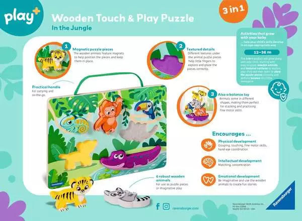 In The Jungle Play+ Magnetic Wooden Count & Play Puzzle