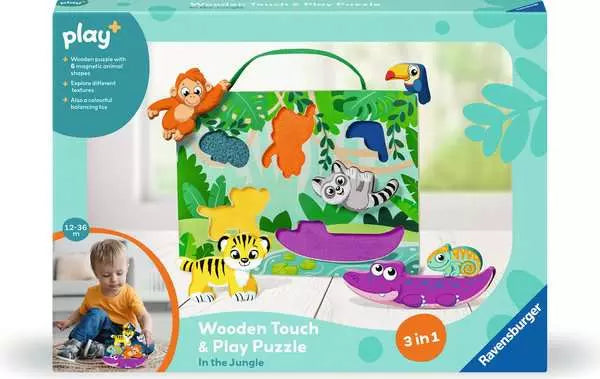 In The Jungle Play+ Magnetic Wooden Count & Play Puzzle