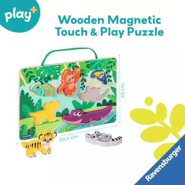 In The Jungle Play+ Magnetic Wooden Count & Play Puzzle