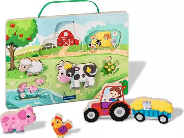 On The Farm Play+ Magnetic Wooden Count & Play Puzzle
