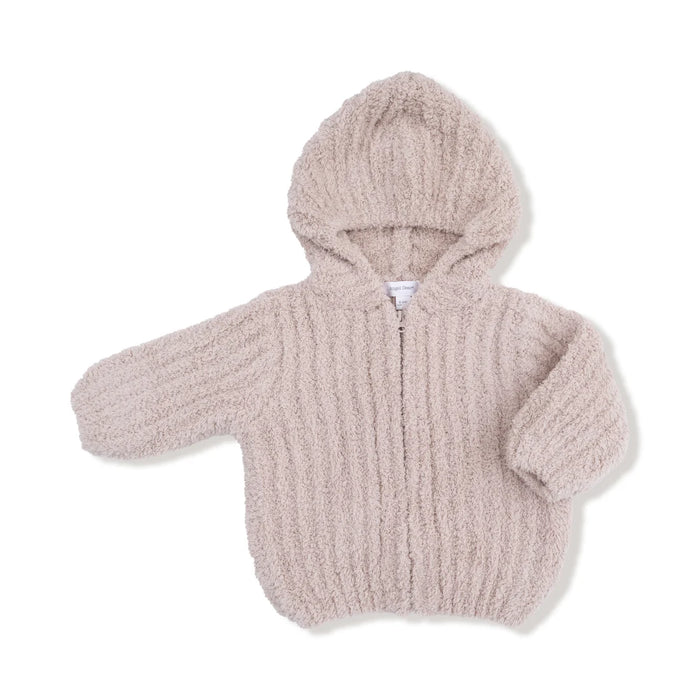 Stone Chenille Hooded Jacket with Striped Texture
