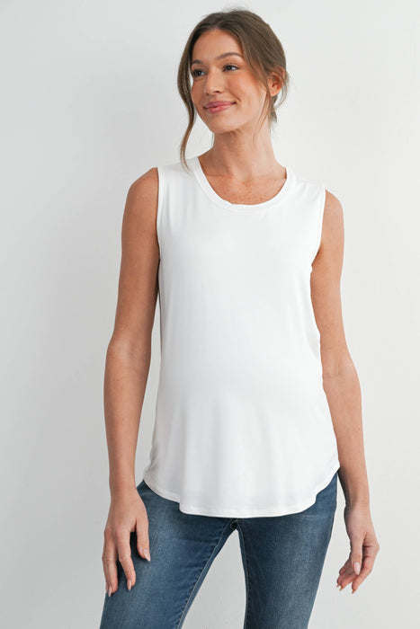 Double Layer Sleeveless Maternity Nursing Knit Tank Top