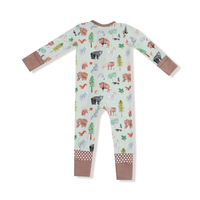 American Woodland Animals 2 Way Zipper Convertible Romper/Sleeper