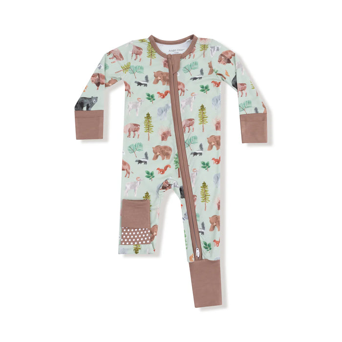 American Woodland Animals 2 Way Zipper Convertible Romper/Sleeper