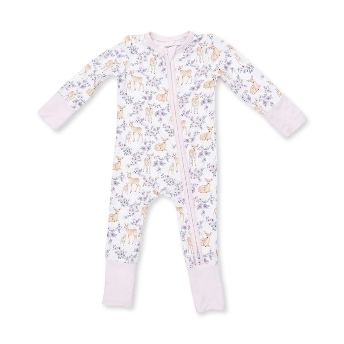 Floral Deer 2 Way Zipper Convertible Romper/Sleeper