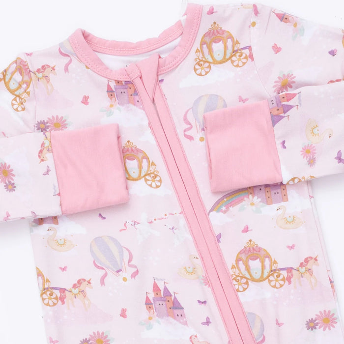 Princess Unicorns & Castle 2 Way Zipper Convertible Romper/Sleeper