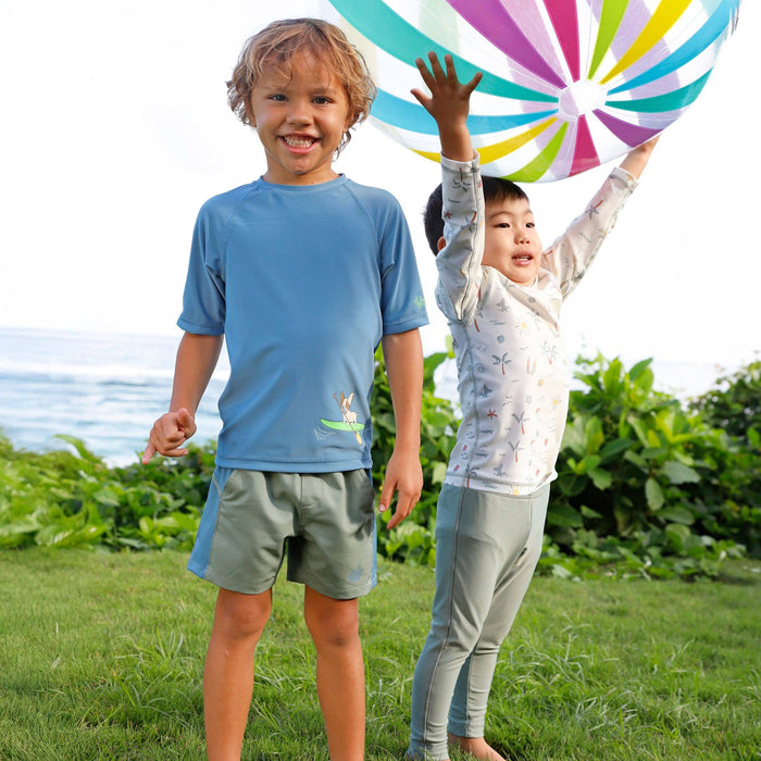 Active Swim Trunks: Lily Pad/Baltic