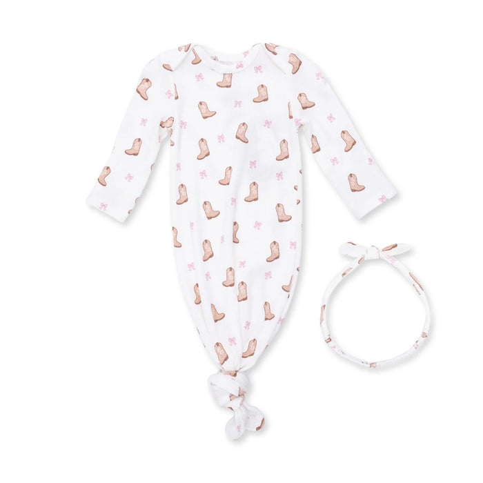 Mini Cowgirl Boots Knotted Gown and Headband