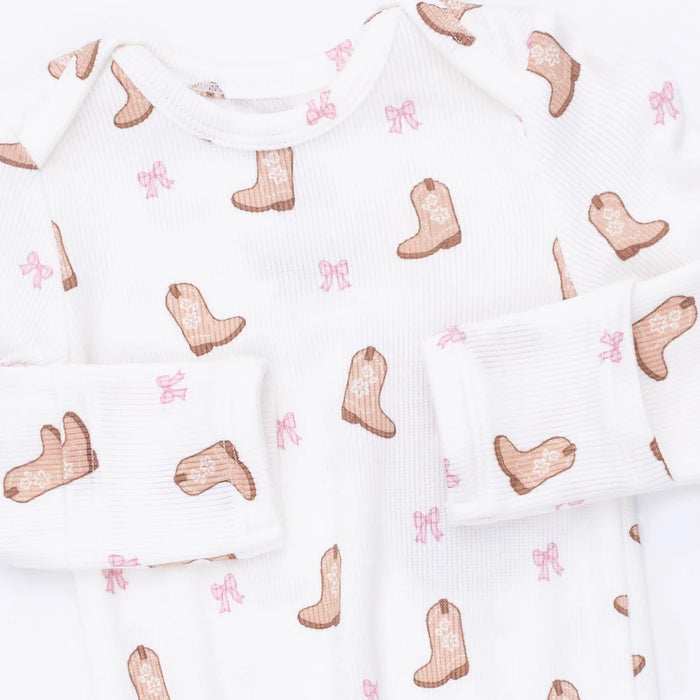 Mini Cowgirl Boots Knotted Gown and Headband