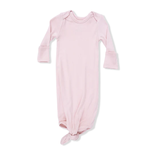 Veiled Pink Rib Knotted Gown and Hat
