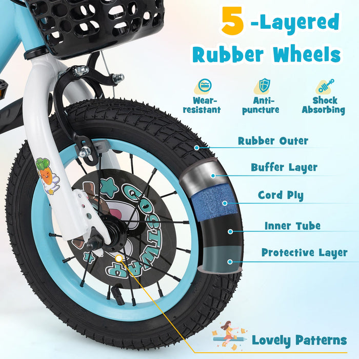 12 Inch Kids Bike with Adjustable Handlebar and Saddle for 3-4 Years Old-12 inches