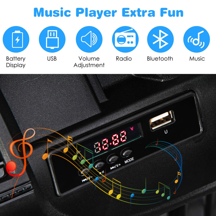 12V Kids Ride-on Jeep Car with 2.4 G Remote Control-Solid Black
