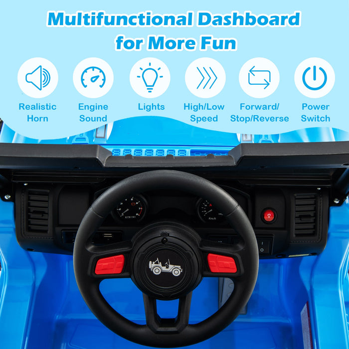 12V Kids Ride-on Jeep Car with 2.4 G Remote Control-Blue
